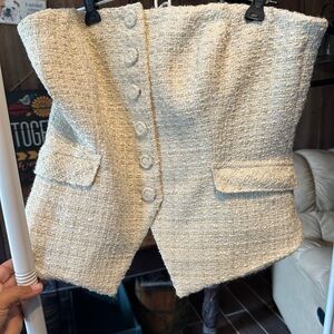 White House Black Market Beige Tweed Blazer